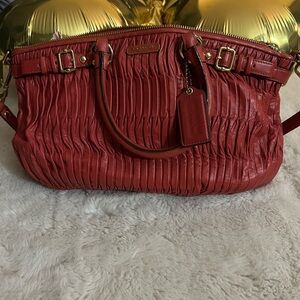 Coach Madison Gathered Sophia Orange/Red Leather Satchel - Like New (No Tag)